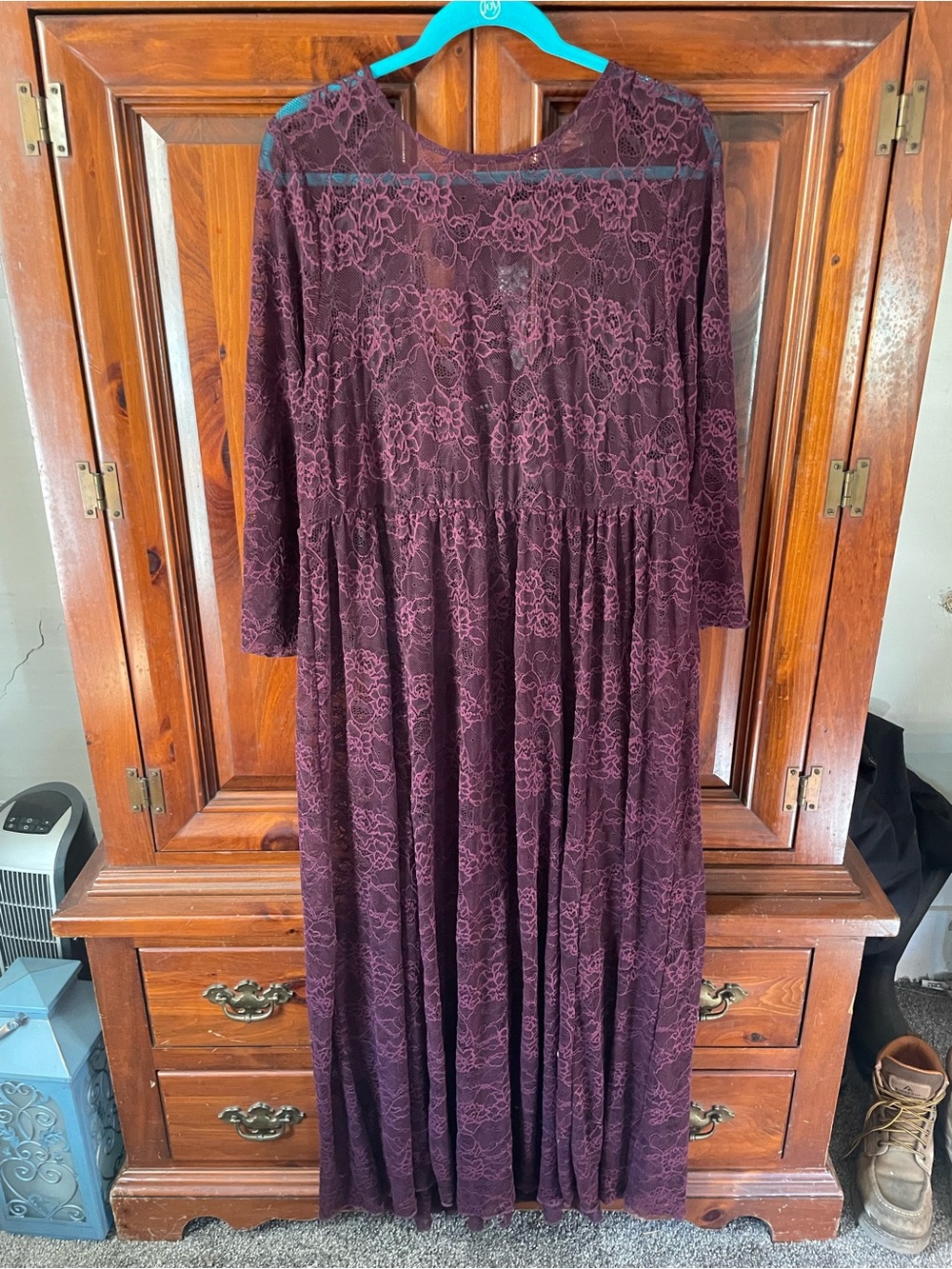 torrid Plum Lace Maxi Dress with Long Sleeves